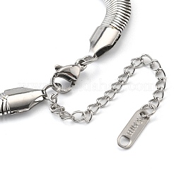 304ステンレススチールブレスレット  楕円形の猫の目で  ステンレス鋼色  6-3/4x1/4インチ（17.3x0.6cm）&nbsp;BJEW-R003-05P-01