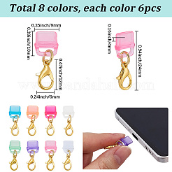 48個 8色 PVCプラスチック製 モバイル防塵プラグ  合金製カニカン付き  24mm  6個/カラー&nbsp;HJEW-SC0003-31A