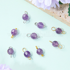 16Pcs 4 Colors Natural Amethyst Pendant and  Connector Charms Sets&nbsp;PALLOY-SW00081