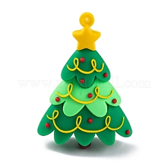 ポリ塩化ビニールのプラスチックチャーム  クリスマステーマ  クリスマスツリー  55.5x38.5x18.5mm  穴：3.5mm&nbsp;KY-S172-02I