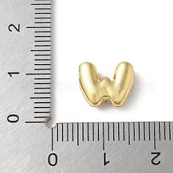 真鍮製マイクロパヴェキュービックジルコニアビーズ  文字L  ラックめっき  長持ちメッキ  18KGP本金メッキ  文字W  9x11.5x5.5mm  穴：3x2mm&nbsp;KK-P290-61G-W
