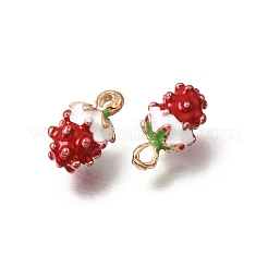 合金エナメルチャーム  イチゴのチャーム  カドミウムフリー＆鉛フリー  ゴールドカラー  レッド  13x7.5x6.5mm  穴：2.2x1.8mm&nbsp;AL-CBA4F42-01G
