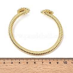 Brass Micro Pave Clear Cubic Zirconia Sunflower Open Cuff Bangles for Women&nbsp;CU-CBAE7DF-49G