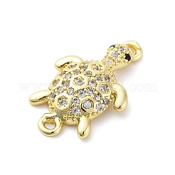Brass Micro Pave Clear Cubic Zirconia Connector Charms&nbsp;KK-D325-06G-03