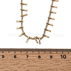 304ステンレススチールカーブチェーン、バータッセルネックレス（女性用）  ゴールドカラー  15.75インチ（40cm）&nbsp;NJEW-K389-04G
