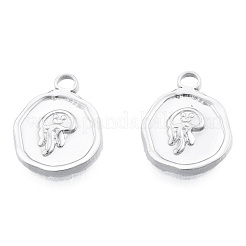 変色しない201ステンレススチールペンダント  クラゲとフラットラウンド  ステンレス鋼色  16x13x2mm  穴：2mm&nbsp;STAS-N098-244P