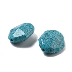 アクリルビーズ  模造合成ターコイズ  多面カット  オーバル  ダークターコイズ  25x20x10mm  穴：1.8mm  約19個/50g&nbsp;X-OACR-Q016-14A