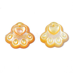ナチュラルイエローシェルチャーム  犬の足  12~13x13~14x2~3mm  穴：0.9mm&nbsp;SSHEL-S258-98B