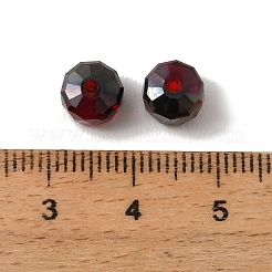 透明ガラスビーズ  ロンデル  多面カット  暗赤色  7.5x5mm  穴：1.5mm&nbsp;FIND-E059-04B