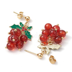 Cherry Alloy Enamel and Carnelian Beads  Studs Earring&nbsp;EJEW-TA00445