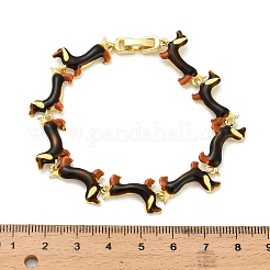 Brass Enamel Link Bracelets for Women&nbsp;BJEW-B149-03G