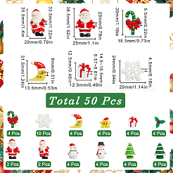 クリスマス樹脂彫刻装飾品  ホームオフィスの机の装飾用  混合図形  ミックスカラー  12.5~38.5x12.5~24x8~33.5mm&nbsp;RESI-SC0005-90B