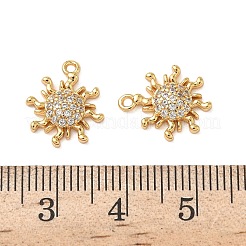 真鍮マイクロパヴェクリアキュービックジルコニアチャーム  太陽  ニッケルフリー  18KGP本金メッキ  14x12x3.5mm  穴：1.2mm&nbsp;KK-B160-13G