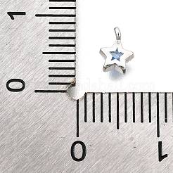 スターリングシルバーキュービックジルコニアチャーム925個  スター  ドジャーブルー  6x4.5x2mm  穴：1.1mm&nbsp;STER-Q005-01B-C