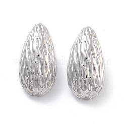 変色しない304ステンレススチールスタッドピアス  女性のためのジュエリー  ティアドロップ  ステンレス鋼色  27x14mm&nbsp;EJEW-K281-19P
