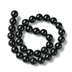 ナチュラルブラックオニキスラウンドビーズ連  染め＆加熱  ブラック  12mm  穴：1mm  約32個/連  15.74インチ&nbsp;G-L087-12mm-01