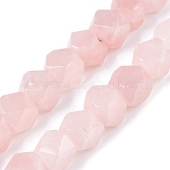 天然石ローズクォーツビーズ連売り  多面カットキューブ  10x10x10~11mm  穴：0.9mm  約20個/連  7.95''（20.2センチメートル）&nbsp;G-T38-27