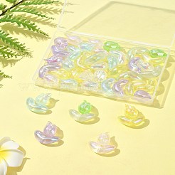 48 個 2 スタイル UV メッキ透明アクリルビーズ  蓄光ビーズ  虹色の  チューリップ＆リーフ  ミックスカラー  12~16x11.5~23.5x9~12mm  穴：2.5~2.8mm  24個/スタイル&nbsp;SACR-FS0001-36