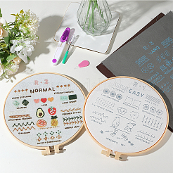 初心者向けのDIY刺繍キット  プリント生地を含む  刺繍糸と針  竹刺繍フープ  混合図形  300x300mm&nbsp;DIY-WH20011-73G