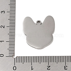 変色しない201ステンレススチールペンダント  ブルドッグの魅力  ステンレス鋼色  21.5x19.5x1.5mm  穴：1mm&nbsp;STAS-C095-32P