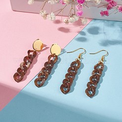 Chunky Acrylic Curb Chain Long Drop Earrings&nbsp;EJEW-JE04772-04
