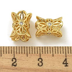 Rack Plating Brass Micro Pave Cubic Zirconia Beads&nbsp;KK-K386-05G