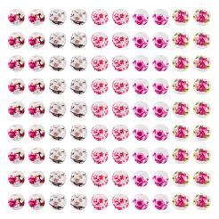 100Pcs 5 Styles Handmade Flower Printed Porcelain Ceramic Beads&nbsp;PORC-TA0001-42A