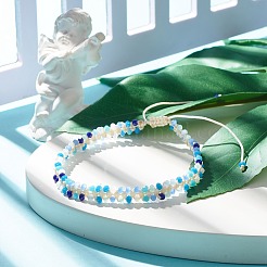 Imitation Jade Glass Braided Bead Anklet&nbsp;AJEW-AN00471
