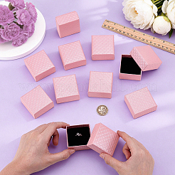 菱形の質感のある厚紙製の指輪収納ボックス  内部のスポンジ  正方形  ピンク  5.6x5.2x3cm&nbsp;CBOX-WH0005-05B