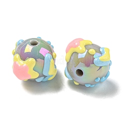 手描きの不透明アクリルとエナメルビーズ  漫画  濃いグレー  15x18~19x19~19.5mm  穴：2.7mm&nbsp;MACR-D031-04B