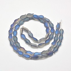 つや消し電気メッキガラスの魚のビーズ連売り  虹メッキ  ライトシーグリーン  15x8x5mm  穴：1mm  約30個/連  16インチ&nbsp;EGLA-M001-D04