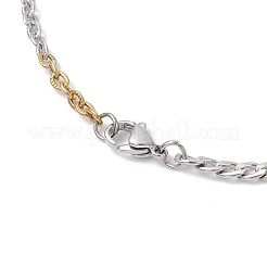 3Pcs 3 Styles Two Tone 304 Stainless Steel Curb Chain & Cable Chain Necklaces for Women Men&nbsp;NJEW-JN05568