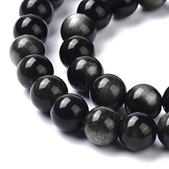 Natural Silver Obsidian Beads Strands&nbsp;X-G-D083-01B
