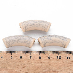 不透明なクラックルアクリルビーズ  カーブチューブ  パパイヤホイップ  36x13.5x11.5mm  穴：4mm  約148個/500g&nbsp;MACR-S372-001N-006
