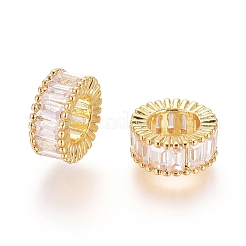 Brass Micro Pave Cubic Zirconia Rondelle European Beads&nbsp;ZIRC-G166-45G
