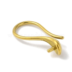 304ステンレススチールイヤリング金具  ピアスフック  片穴パーツ用  ゴールドカラー  17x4mm  ピン：0.9mm&nbsp;STAS-Z058-02G