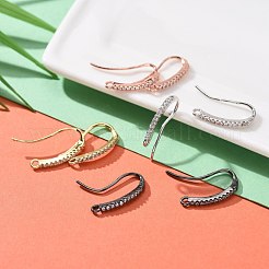 4ペア4色真鍮マイクロパヴェクリアキュービックジルコニアピアスフック  耳ワイヤー  水平ループ付き  ミックスカラー  19x9x2mm  穴：1mm  18ゲージ  ピン：1mm  4色  1対/カラー  4のペア/箱&nbsp;ZIRC-ZZ0001-01