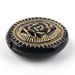 Flat Round with Flower Plating Acrylic Beads&nbsp;PACR-Q102-05B