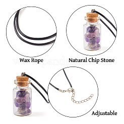 Natural & Synthetic Gemstone Chip and Glass Bottle Pendant Necklaces&nbsp;NJEW-TAC0016