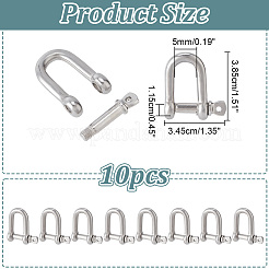 304ステンレススチールDリングアンカーシャックル留め金  ステンレス鋼色  38.5x34.5x11.5mm  穴：5mm&nbsp;STAS-WH0033-56B