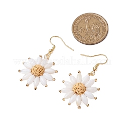Natural Lava Rock Flower Dangle Earrings&nbsp;EJEW-TA00568-02