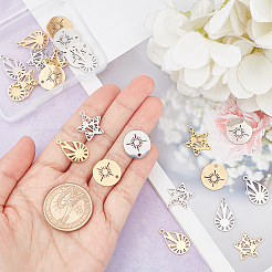 24Pcs 3 Style 201 Stainless Steel Pendants&nbsp;STAS-DC0006-09