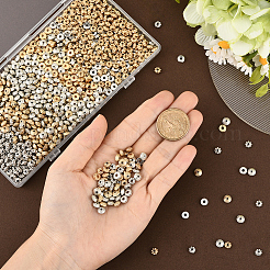 1400 個 3 スタイル ccb プラスチックビーズ  混合図形  プラチナ·ゴールデン  5.5~6.5x2.5~3.5mm  穴：1.4~2mm  200個/カラー&nbsp;CCB-PA0001-12