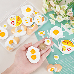 18個9スタイルの不透明樹脂カボション  模造食品  目玉焼き＆卵  カラフル  20~51x19~61x5~17mm&nbsp;CRES-PH0003-29