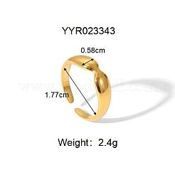 女性用304ステンレススチールカフオープンリング  調整可能  18KGP本金メッキ  5.8mm  usサイズ7 1/2(17.7mm)&nbsp;GR5544-3