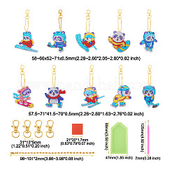 2 Sets 2 Style DIY Diamond Painting Sporting Panda Keychain Kits&nbsp;DIY-TA0003-80