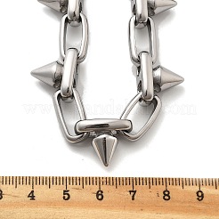 304ステンレススチールスパイクリンクチェーンネックレス女性男性用  ステンレス鋼色  18.70インチ（47.5cm）&nbsp;NJEW-A043-02P