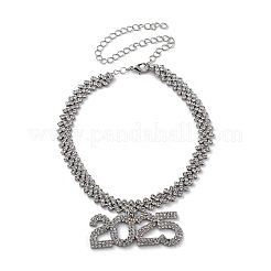 Brass Full Crystal Rhinestone 2025 Pendant Necklaces for Women&nbsp;LS-NJEW-Q005-01P