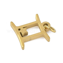 316lサージカルステンレスペンダント  星座チャーム  丸カン付き  ゴールドカラー  双子座  11x10x1.5mm  穴：2.5mm&nbsp;STAS-U058-01G-03