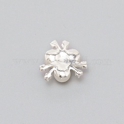 合金カボション  クリスタルラインストーン＆ABSプラスチックイミテーションパール  花  銀  20x21x10.5mm&nbsp;FIND-WH0096-20B-S